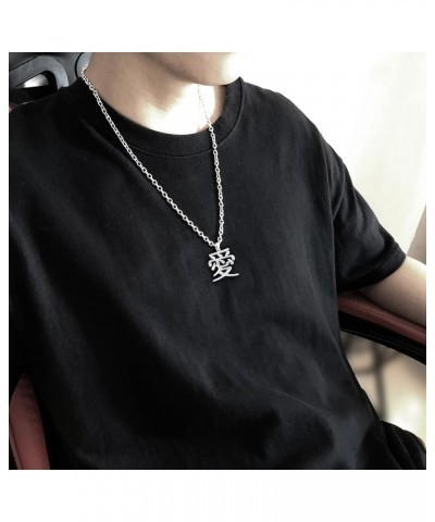 Love Kanji Necklace for Men Women Japanese Stainless Steel Gaara Pendant Chain Necklaces Love W1 $9.03 Necklaces