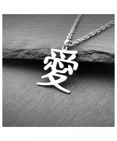 Love Kanji Necklace for Men Women Japanese Stainless Steel Gaara Pendant Chain Necklaces Love W1 $9.03 Necklaces