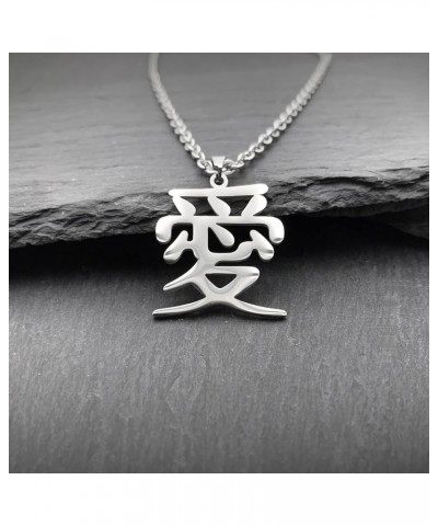 Love Kanji Necklace for Men Women Japanese Stainless Steel Gaara Pendant Chain Necklaces Love W1 $9.03 Necklaces