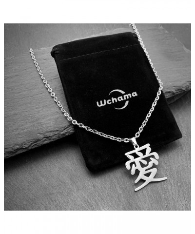 Love Kanji Necklace for Men Women Japanese Stainless Steel Gaara Pendant Chain Necklaces Love W1 $9.03 Necklaces