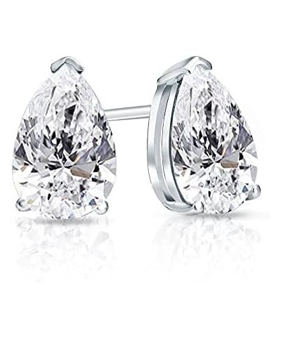 1/4 to 1 4/5 Carat Lab Grown Diamond Pear Shape Stud Earrings for Women in 14k White or Yellow Gold (E-F, VS-SI, cttw) V-End ...