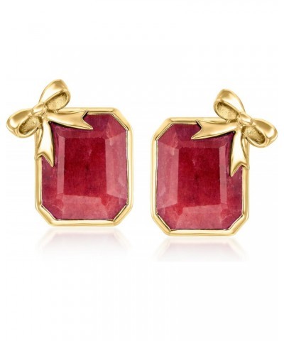 10.00 ct. t.w. Ruby Bow Earrings in 18kt Gold Over Sterling $25.60 Earrings