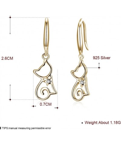 New Cat CZ Dangle Drop Earrings for Women Teen Girls Crystal Lovely Pet Animal Dangling Charm Hook Earring Hoops Studs Cute J...