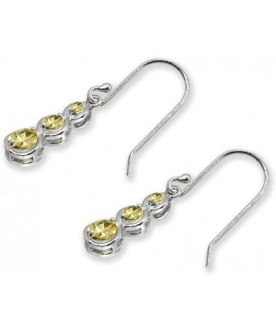 Sterling Silver Genuine or Synthetic Gemstone Round Three Stone Journey Infinity Dangle Earrings November - Citrine $18.80 Ea...