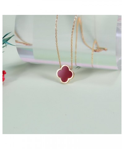 Chic Clover Necklace for Women White/Black/Green/Red/Blue Lucky Necklace Cute Clover Necklace Teen Girls Jewelry Gifts Red $8...