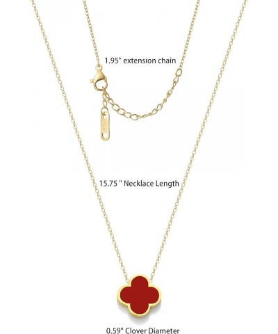 Chic Clover Necklace for Women White/Black/Green/Red/Blue Lucky Necklace Cute Clover Necklace Teen Girls Jewelry Gifts Red $8...