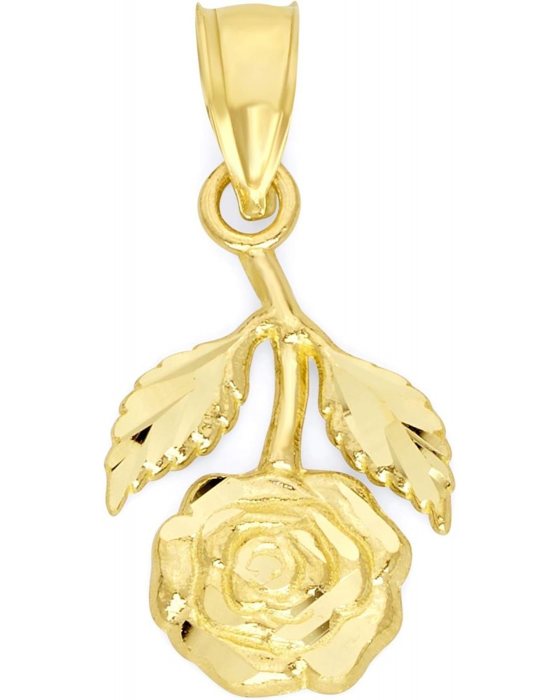 10k Real Solid Gold Hanging Rose Pendant, Dainty Flower Charm Romantic Jewelry Gifts for Her $27.73 Pendants