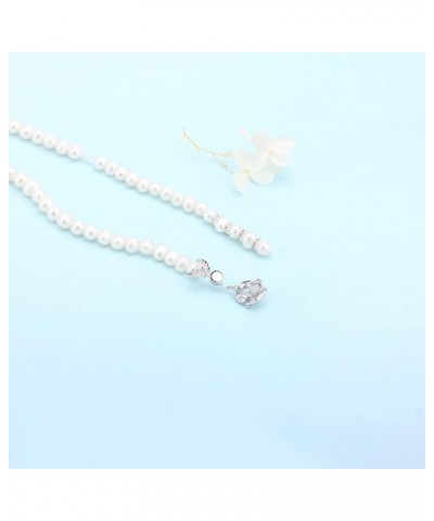 Rose CZ White Freshwater Handmade Pearl Strand Necklace for Women $9.71 Necklaces