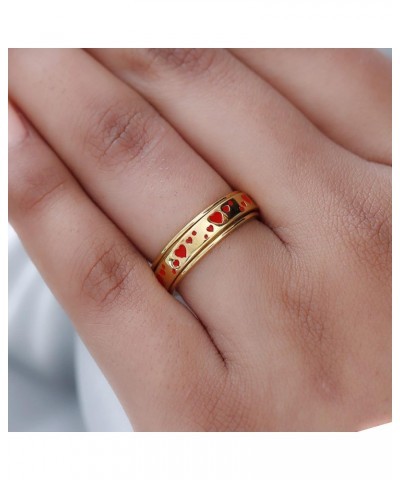 Shop LC Men Women 925 Sterling Silver Moon Star Anxiety Spinner Ring Enamel Stress Relieving Ring - Vermeil Yellow Gold/Plati...