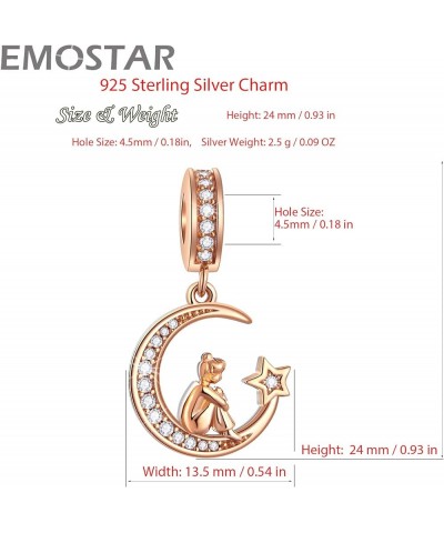 Rose Gold Valentine's Day Charms fits European Bracelet, Boy and Girl in Love, I Love You Gesture, Stars Crescent Moon, Crown...