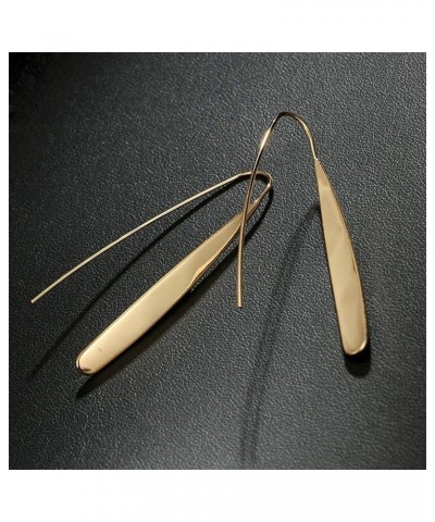 Chic Leaf Shape Hoop Earrings Lightweight Wire Needle Drop Dangle Earrings Pull Through Hoop Earrings for Women Golden $3.85 ...