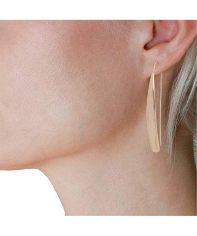 Chic Leaf Shape Hoop Earrings Lightweight Wire Needle Drop Dangle Earrings Pull Through Hoop Earrings for Women Golden $3.85 ...