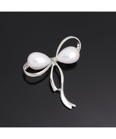 Bowknot Bow Tie Suit Shirt Pins Necktie Pin Brooch Pre-tied Ribbon Brooches for Christmas Bow Brooches Imitation Pearl Bowkno...