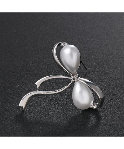 Bowknot Bow Tie Suit Shirt Pins Necktie Pin Brooch Pre-tied Ribbon Brooches for Christmas Bow Brooches Imitation Pearl Bowkno...