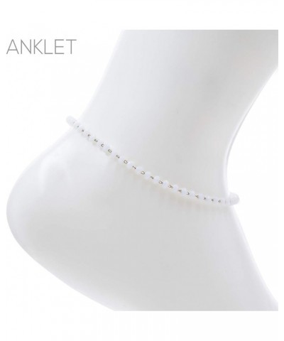 Women's 3mm Crystal Bead Ankle Chain Bracelet Anklet, 9"+ 2" Extender White $14.24 Anklets