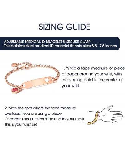 Pre-Engraved Simple Rolo Chain Medical Alert id Bracelet for Women PVD Rose Gold on coumadin $14.99 Bracelets