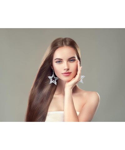 IDB Delicate Dangle Double Five-Pointed Star Drop Hook Earrings - Available in Silver and Gold Tones Silver tone $8.99 Earrings