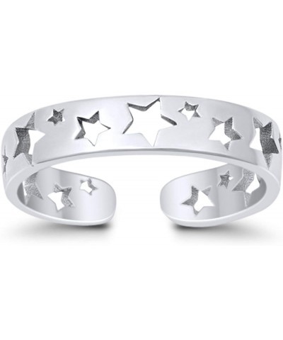 Stars Toe Ring Band Adjustable 925 Sterling Silver For Women (4mm) Sterling Silver $10.00 Body Jewelry