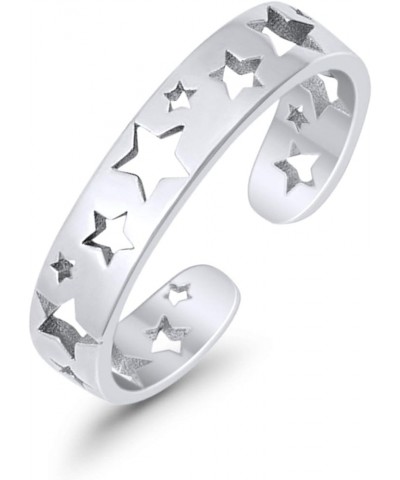 Stars Toe Ring Band Adjustable 925 Sterling Silver For Women (4mm) Sterling Silver $10.00 Body Jewelry