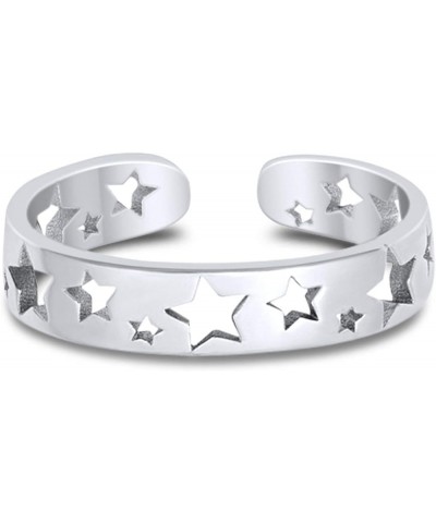 Stars Toe Ring Band Adjustable 925 Sterling Silver For Women (4mm) Sterling Silver $10.00 Body Jewelry