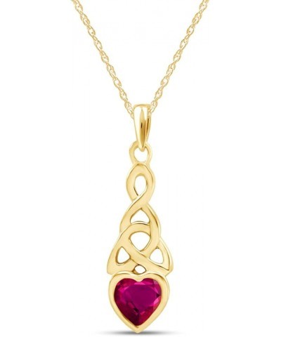 Trinity Heart Celtic Knot Pendant Necklace Simulated Birthstone 14K Gold Over Sterling Silver Simulated-Ruby $21.50 Necklaces