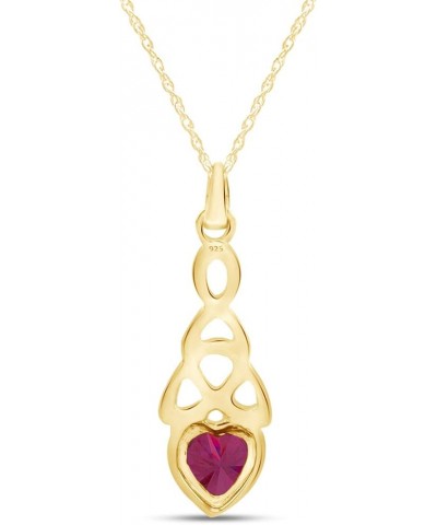 Trinity Heart Celtic Knot Pendant Necklace Simulated Birthstone 14K Gold Over Sterling Silver Simulated-Ruby $21.50 Necklaces