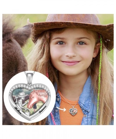 Personalized Name Horse Necklace for Girls, Custom Heart Shape Horse Pendant Jewelry for Women, Birthday Gift for Girl Who Lo...