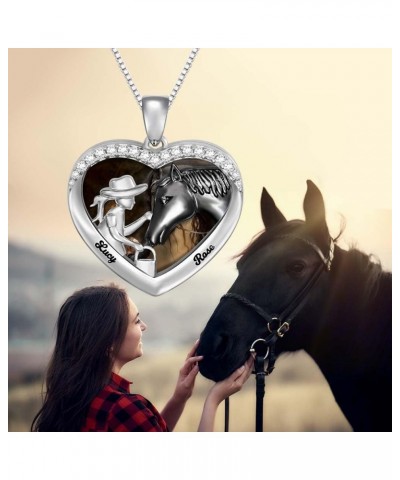 Personalized Name Horse Necklace for Girls, Custom Heart Shape Horse Pendant Jewelry for Women, Birthday Gift for Girl Who Lo...