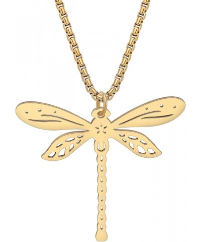 Stainless Steel Cute Dragonfly Necklace Pendant for Women Girls 18K Gold Silver Plated Insect Necklaces Minimalist Simple Jew...