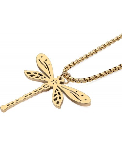 Stainless Steel Cute Dragonfly Necklace Pendant for Women Girls 18K Gold Silver Plated Insect Necklaces Minimalist Simple Jew...