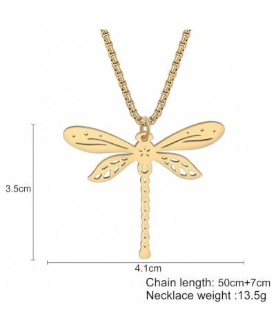 Stainless Steel Cute Dragonfly Necklace Pendant for Women Girls 18K Gold Silver Plated Insect Necklaces Minimalist Simple Jew...