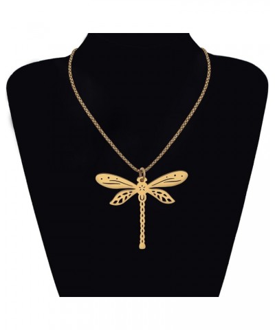 Stainless Steel Cute Dragonfly Necklace Pendant for Women Girls 18K Gold Silver Plated Insect Necklaces Minimalist Simple Jew...