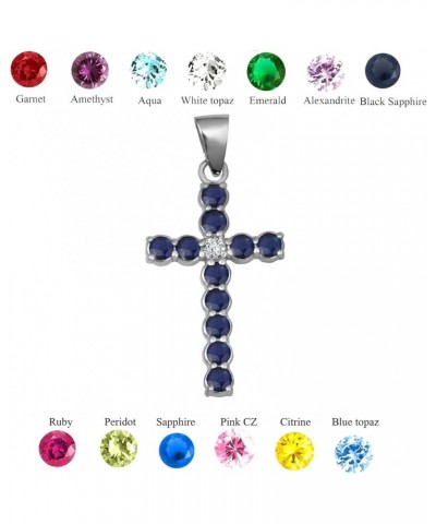 Elegant 10k White Gold Personalized Birthstone and Diamond Cross Small Pendant Genuine Peridot Birthstone $26.64 Necklaces