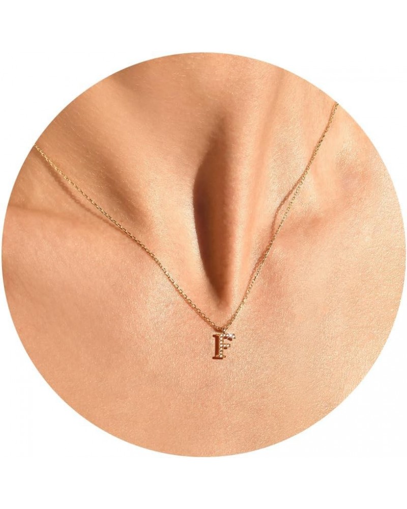 Gold Initial Necklaces For Women, 14K Dainty Gold Letter A-Z Necklace Diamond Cubic Zirconia Name Pendant Choker Necklaces Cu...