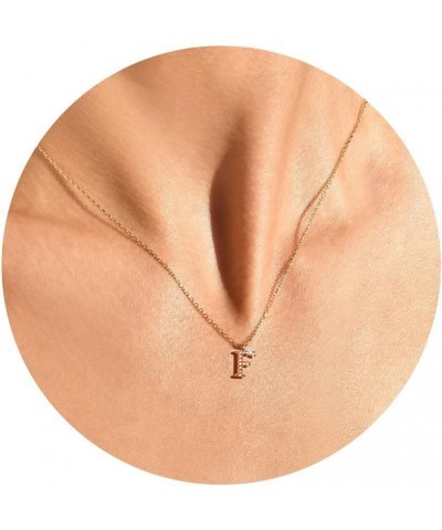 Gold Initial Necklaces For Women, 14K Dainty Gold Letter A-Z Necklace Diamond Cubic Zirconia Name Pendant Choker Necklaces Cu...