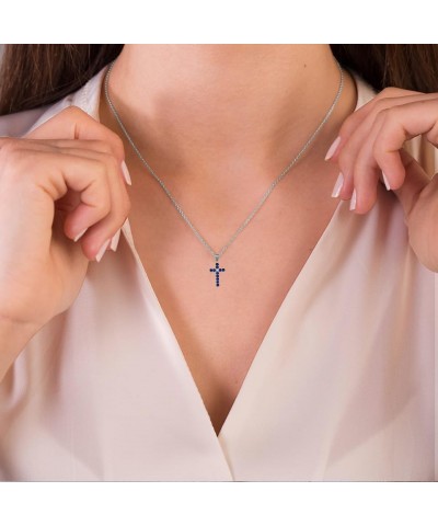 Elegant 10k White Gold Personalized Birthstone and Diamond Cross Small Pendant Genuine Peridot Birthstone $26.64 Necklaces