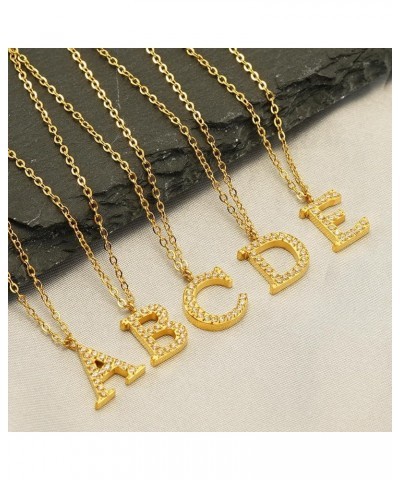 Gold Initial Necklaces For Women, 14K Dainty Gold Letter A-Z Necklace Diamond Cubic Zirconia Name Pendant Choker Necklaces Cu...