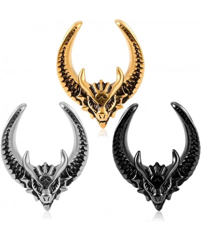 2PCS Cool Dragon Head Saddle Ear Plugs Tunnels 316L Stainless Steel Hypoallergenic Earrings Gauges for Ears Expander Body Pie...