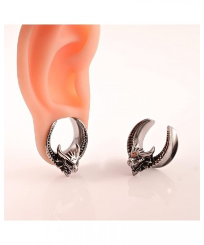 2PCS Cool Dragon Head Saddle Ear Plugs Tunnels 316L Stainless Steel Hypoallergenic Earrings Gauges for Ears Expander Body Pie...