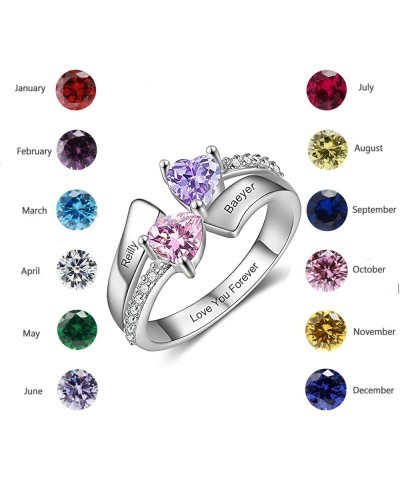 Personalized 2 Birthstones Ring for Mothers Day Birthday,S925 10K 14K 18K Solid Gold Custom Birthstones Rings with Simulated ...