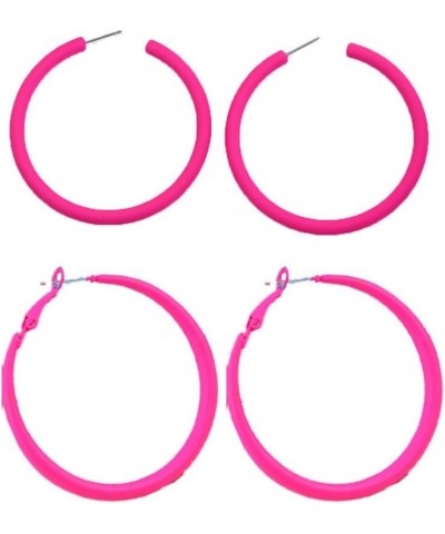 Hot Pink Hoop Earrings Big Neon Stud Earrings 80s90s Classic Large Round Hoop Earrings Acrylic Hoop Earrings for Women Girls ...