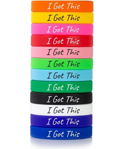 MZZJ 12 Pack-Motivational Faith Positive Inspirational Bracelet 7.5Inches 12MM Silicone Rubber Waterproof Outdoor Sport Band ...