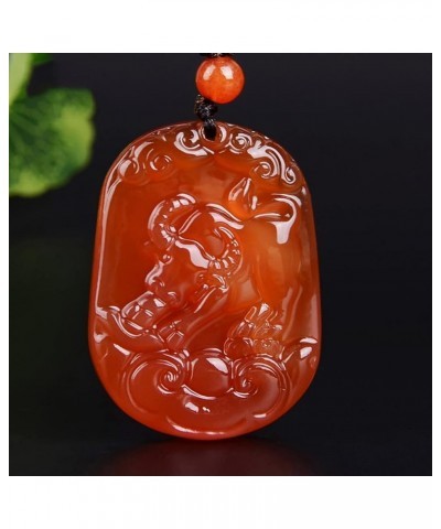 pendant necklace Pure Natural Hand carving Zodiac Necklace Pendant Made of agate Gemstone Horoscope Animal Sign Amulet M Ox，L...