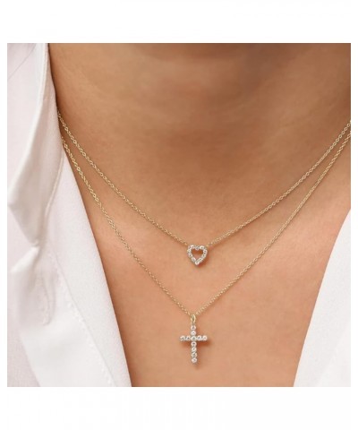 Cross Necklace for Women 14k Gold/Silver Plated Tiny Cross Pendant Necklace for Women Simple Layered Cross Necklaces for Wome...