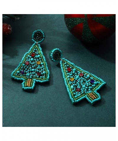 Christmas Bead Dangle Earrings for Women Christmas Tree Beaded Earrings Bohemia Handmade Colorful Seed Bead Drop Earrings Chr...