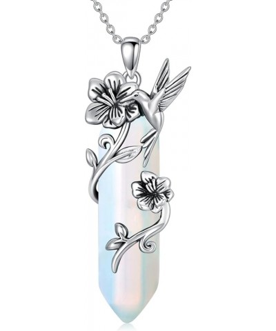 Hummingbird Necklace 925 Sterling Silver Hummingbird Pendant Birthstone Quartz Jewelry Gift for Women Girls Mom Apr-04 $20.40...