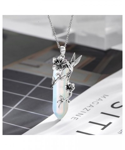 Hummingbird Necklace 925 Sterling Silver Hummingbird Pendant Birthstone Quartz Jewelry Gift for Women Girls Mom Apr-04 $20.40...