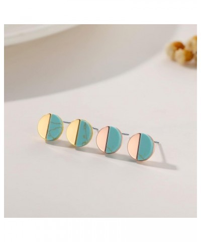 Turquoise Stud Earrings for Women 18K Gold Plated Hypoallergenic Small Studs Geometric Nickel Free Earrings for Women Girls r...