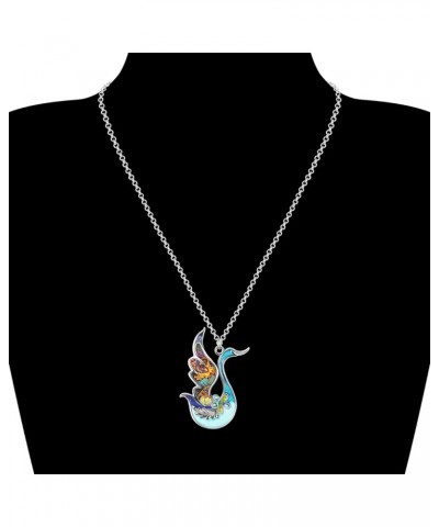 Enamel Alloy Rhinestone Swan Necklace Goose Pendant Novelty Jewelry Gifts for Women Girls Kids Charms Blue $8.79 Necklaces