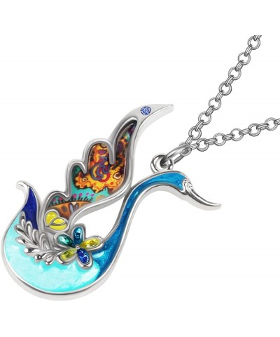 Enamel Alloy Rhinestone Swan Necklace Goose Pendant Novelty Jewelry Gifts for Women Girls Kids Charms Blue $8.79 Necklaces